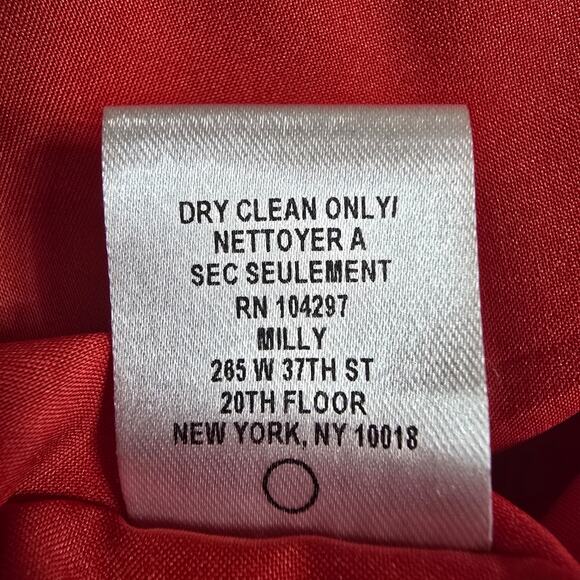 Milly Bell Sleeve Silk Blend‎ Stretch Crepe Midi Shift Dress Flame Orange Size 8 - Picture 11 of 11